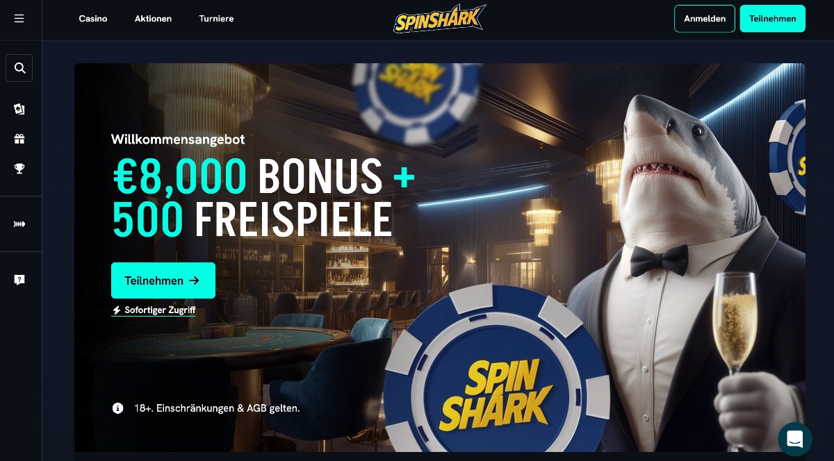 Wer den stärksten Bonus im Vergleich sucht, wird bei Spinshark fündig: Dieses Online Casino überzeugt nicht nur durch lukrative Angebote, sondern auch durch seine umfassende Unterstützung für diverse Kryptowährungen.
